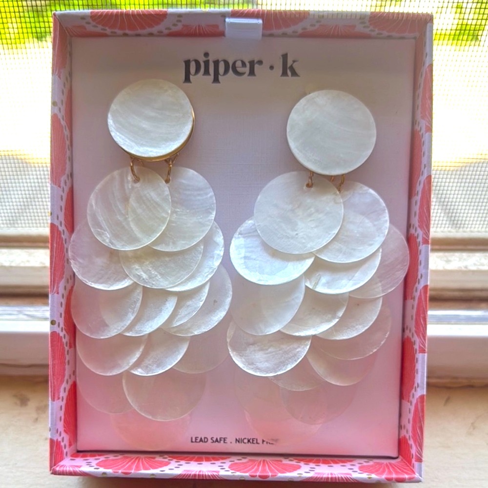 Piper K White Shell Dangle Earrings